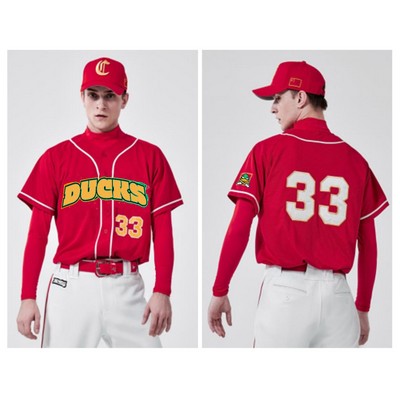 Premium Solid Color Full-Button Baseball Jersey - Men,