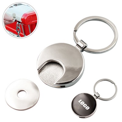 Metal Round Coin Key Ring For Trolleys And Lockers