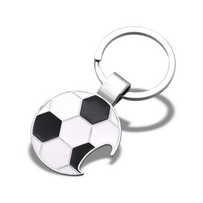 Soccer Ball Shape Round Metal Bottle Opener Keychain