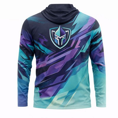 Unisex Long Sleeve Hooded T Shirt Mesh