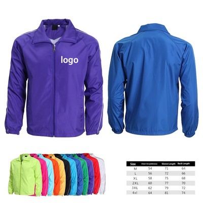Unisex Lightweight Polyester Jacket With Zipper And Pockets(L)