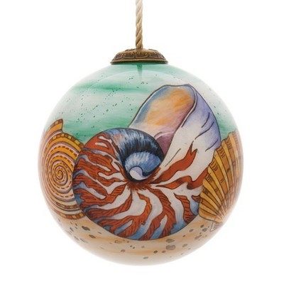 3" Shell Ball Glass Ornament - Complex Artwork