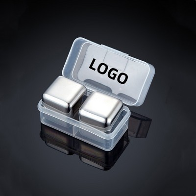 Set of 2 Whiskey Cooling Stones 304 Stainless Steel Reusable Ice Cubes