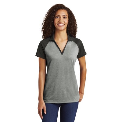 Sport-Tek Women's PosiCharge RacerMesh Raglan Heather Block Polo.