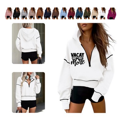 Half Zip Cropped Hoodies