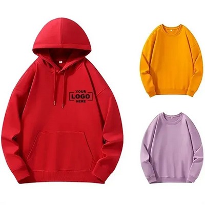 Cotton-Blend Fleece Hooded Crewneck Sweatshirt
