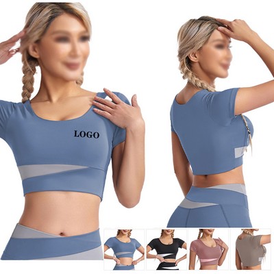 Fitness Crop Top Short-Sleeve Workout Shirts