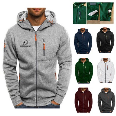 Men's Sweatshirt Jacke Full Zip Hoodie with Zip Pockets