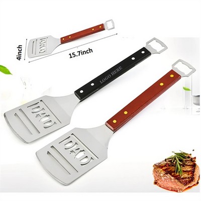 Stainless Steel Spatula with Bottle Opener and Wood Handle