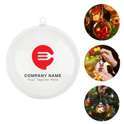 4" Clear Plastic Fillable Christmas Ball Ornaments