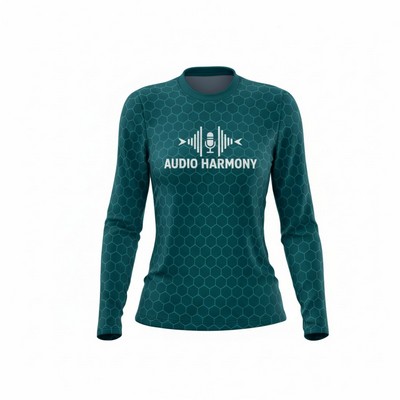 Women's Sublimated Waffle Grid Long Sleeve T Shirt