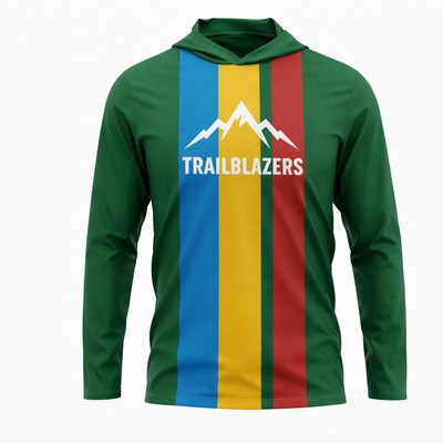 Spun Polyester Sublimated Long Sleeve Hooded T Shirt