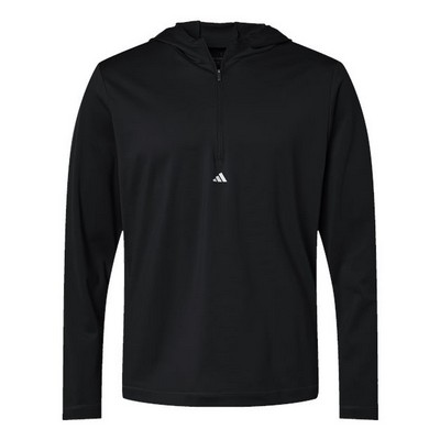 Adidas® Men's Lightweight Quarter-Zip Hooded Pullover Sweater