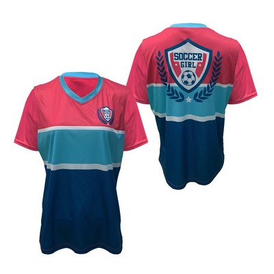 Women/Girls Short Sleeve Soccer V Neck Jersey