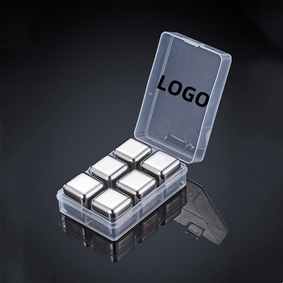 Set of 6 Whiskey Cooling Stones 304 Stainless Steel Reusable Ice Cubes