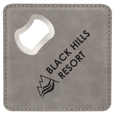 Leatherette Bottle Opener Coaster (Gray)