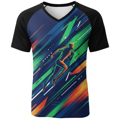 Cut & Sew Short Sleeve Sublimated V-Neck Raglan T-shirt