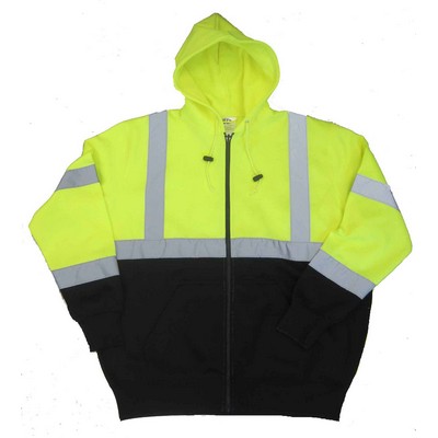 ANSI Class 3 Premium 10 Oz. Heavy Weight Hooded Zip-Up Sweatshirt