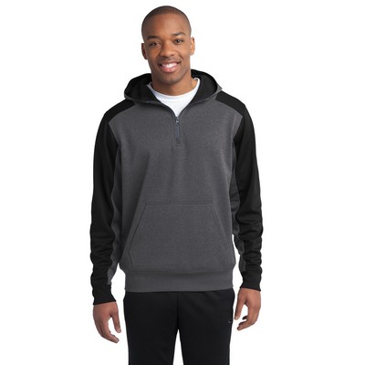 Sport-Tek® Tech Fleece Colorblock 1/4-Zip Hooded Sweatshirt.