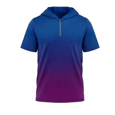 UPF Microfiber Short Sleeve Hooded Quarter Zip T-Shirt 5 OZ