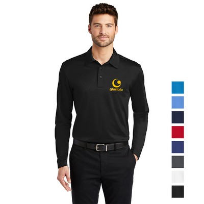 Port Authority® Silk Touch Performance Long Sleeve Embroidered Polo
