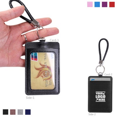 Key Ring PU Leather 2 Pockets Card Holder