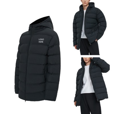 Men's Thickened Waterproof Puffer Jacket Warm Hooded Winter Coat