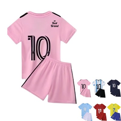 Kids Soccer Training Jersey and Shorts Set
