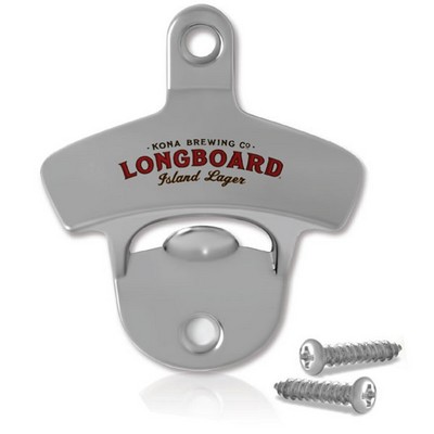 Matte Silver Standard Wall Mounted Bottle Opener (3" x 2¼")
