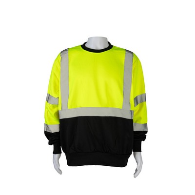 ANSI 107-2015 Class 3 Lime/Black Two Tone Crew Neck Sweatshirt