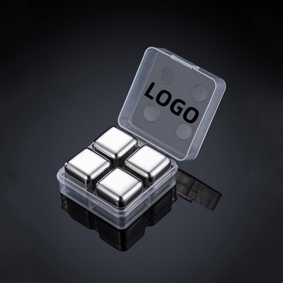 Set of 4 Whiskey Cooling Stones 304 Stainless Steel Reusable Ice Cubes