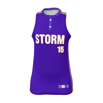 Women/Girls 2 Button Sleeveless Pinhole Mesh Polyester Softball Shirt