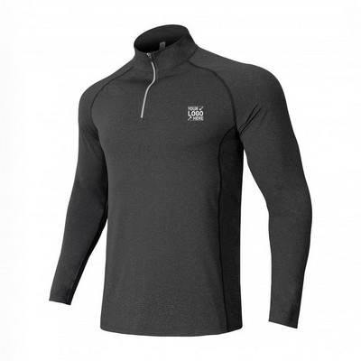 Men's Half-Zip Athletic Quick-Dry Long Sleeve T-Shirt