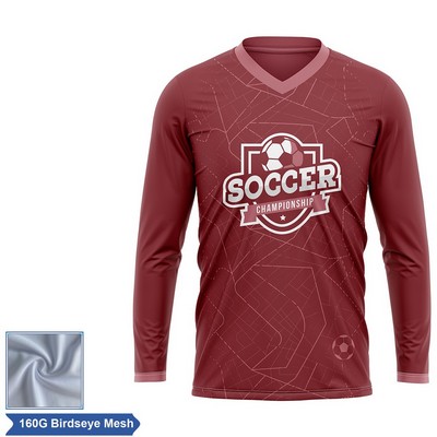 Sublimation Long Sleeve Soccer Jersey - 160G Birdseye Mesh -