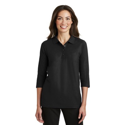 Port Authority® Women's Silk Touch™ 3/4-Sleeve Polo.
