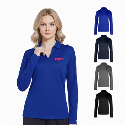 Ladies Sport Micro Pique Long Sleeve Polo Shirt