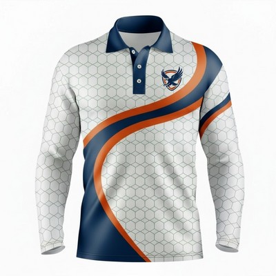 Unisex Sublimated Long Sleeve Polo Shirt Pique 160GSM