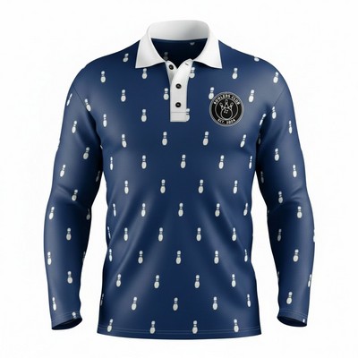 Unisex Sublimated Long Sleeve Polo Shirt Mesh 160GSM