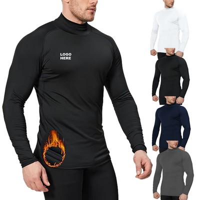 Custom Winter Sports Running Base Layer Top Men's Thermal Long Sleeve Compression Shirts