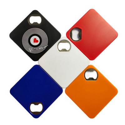 4-in-1 Custom Square ABS Coaster Bottle Opener - Stylish & Durable