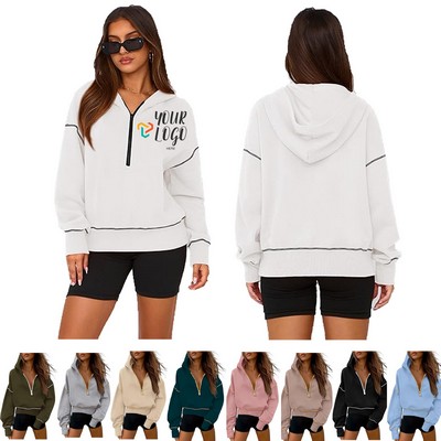 Half Zip Cropped Hoodies Pullover