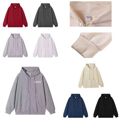 Solid Zip Up Hoodie