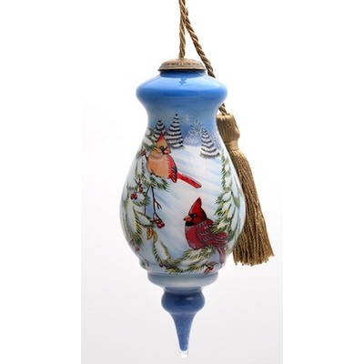 Cardinals Ball Glass Ornament - Complex Artwork