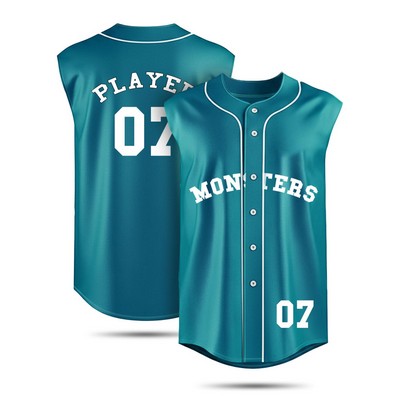 Men's Sleeveless Full Button Baseball Jersey Interlock 200G