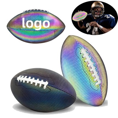 Custom Outdoor Game Foot Ball Sports Toy Size 9 Holographic Glowing Reflective Football