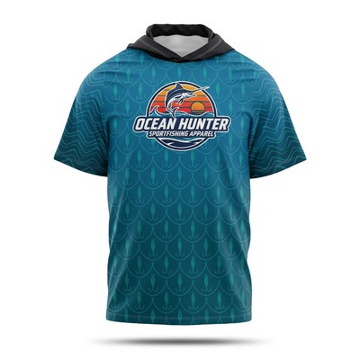 Unisex Short Sleeve Hooded Fishing T Shirt 180GSM