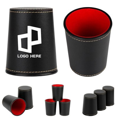 Pu Leather Dice Cup W/ 5 Dices