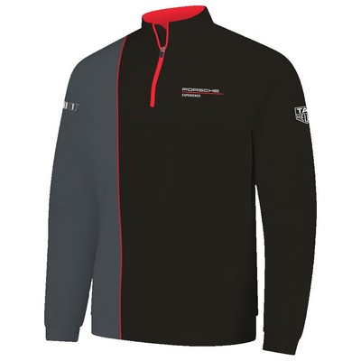 Color Block Zipper Accent Quarter Zip