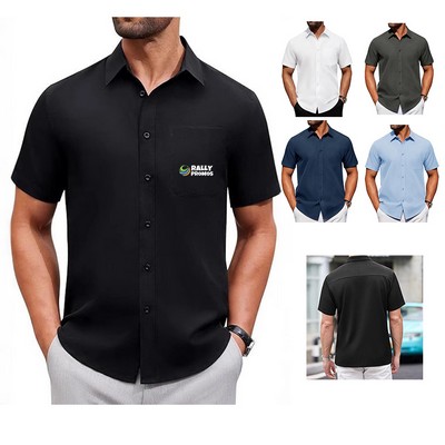 Men's Short Sleeve Casual Button Down Shirts with Pocket