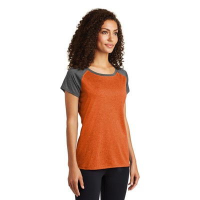 Sport-Tek Women's Heather-On-Heather Contender Scoop Neck Tee.